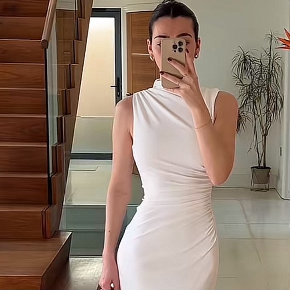 Zara White Draped Dress